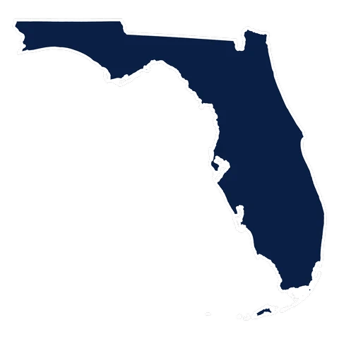 Outline map of Florida marking the southwest region